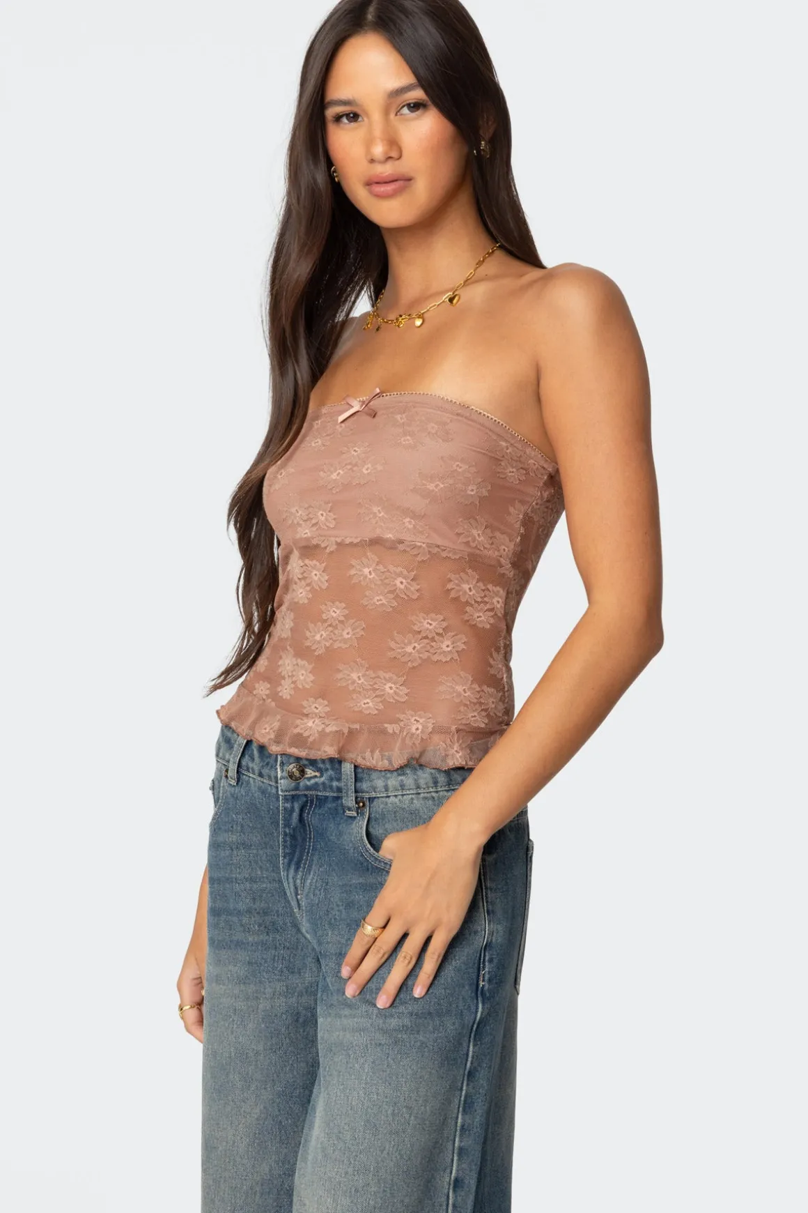 Ballet Sheer Lace Tube Top