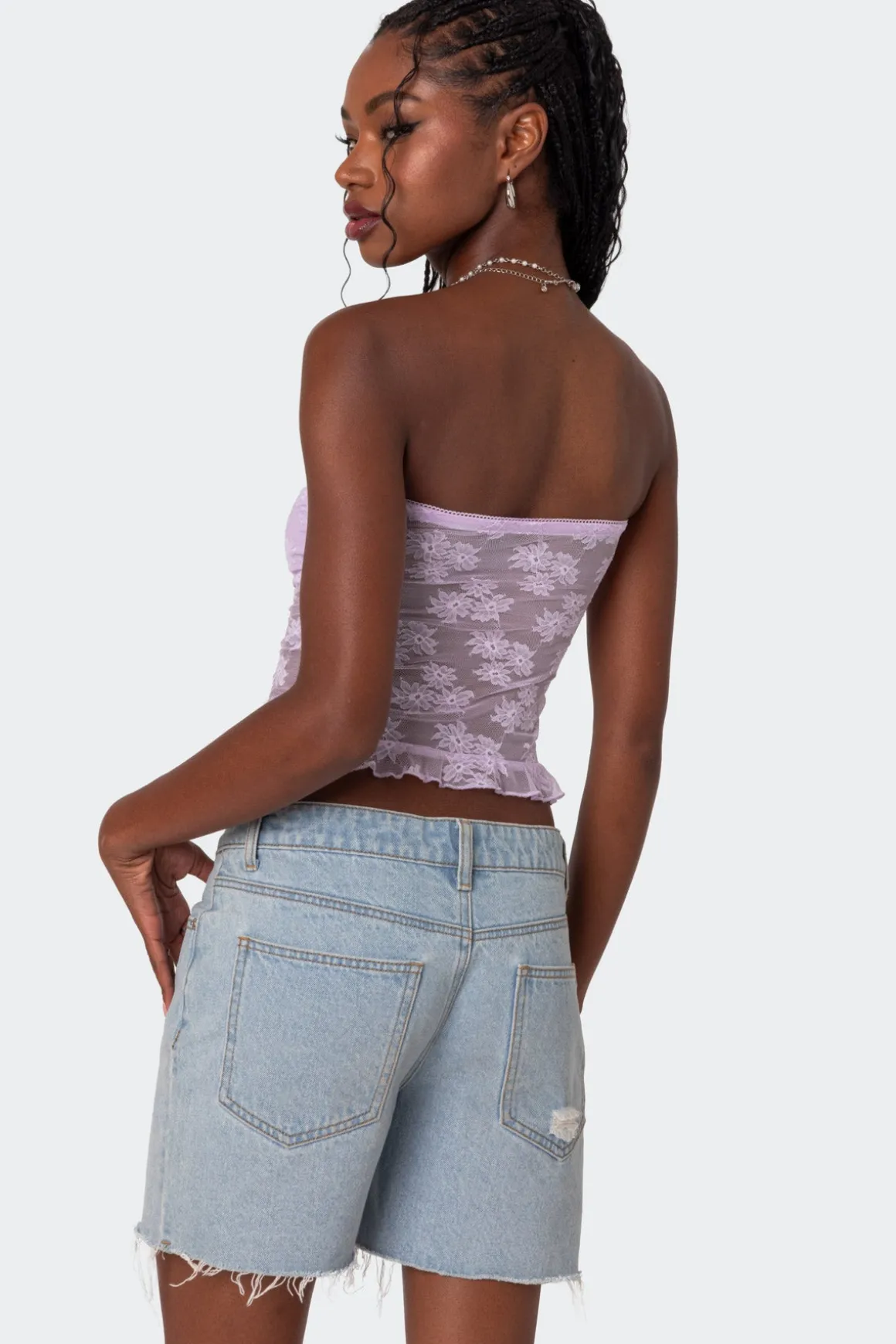 Ballet Sheer Lace Tube Top