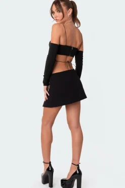 Beatrix separate sleeves crossed crop top