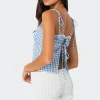 Billie Open Tie Back Gingham Top
