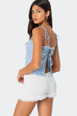 Billie Open Tie Back Gingham Top