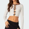 Billy Bow Cut Out Ribbed Crop Top