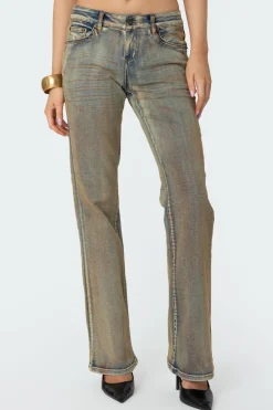 Boot Cut Low Rise Mud Washed Jeans