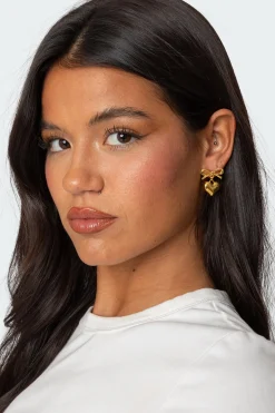 Bow Heart Charm Earrings