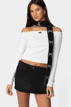 Bow Knit Skinny Scarf