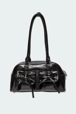 Bow Pocket Faux Leather Shoulder Bag