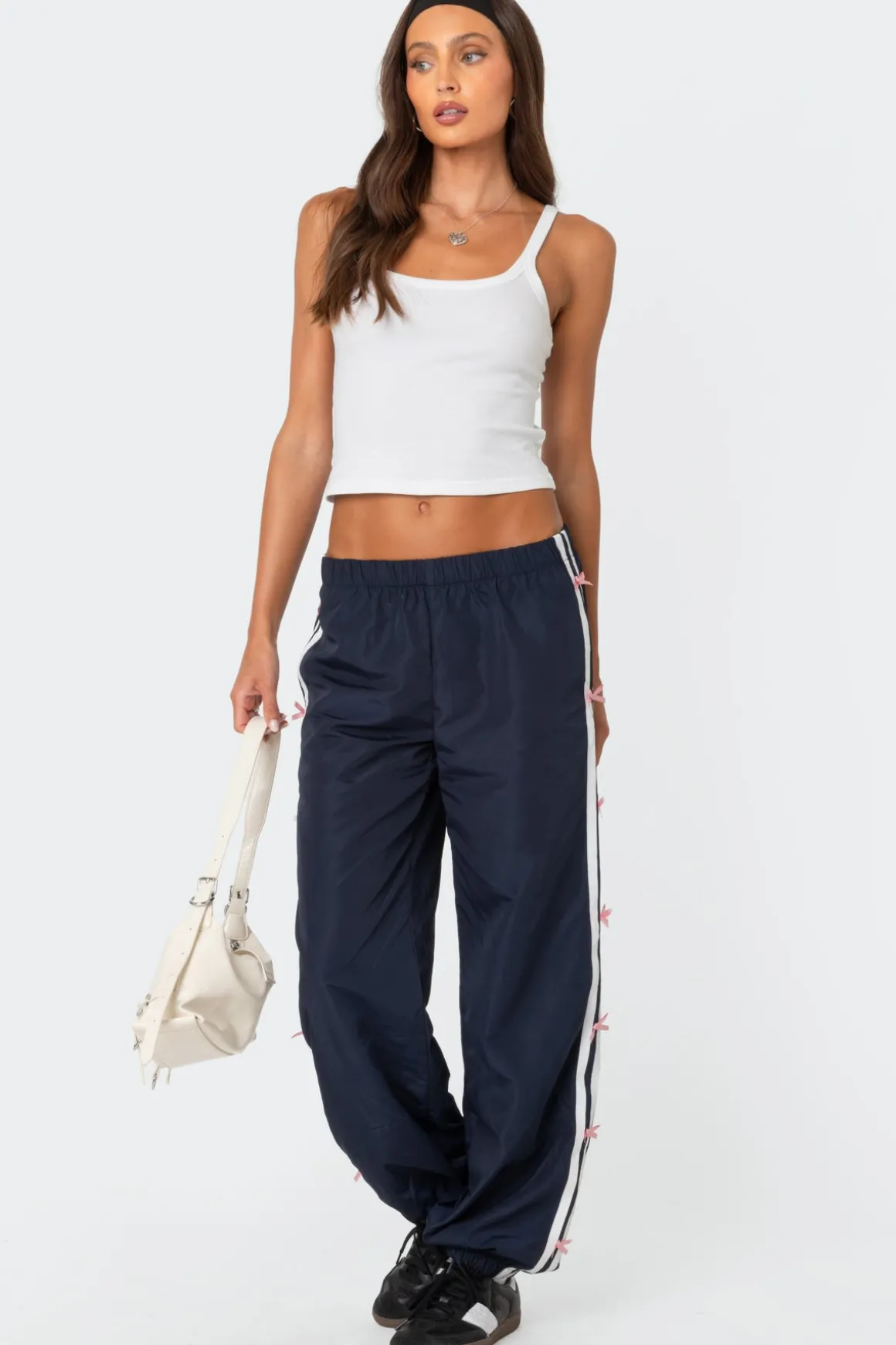 Bow Stripe Nylon Track Pants