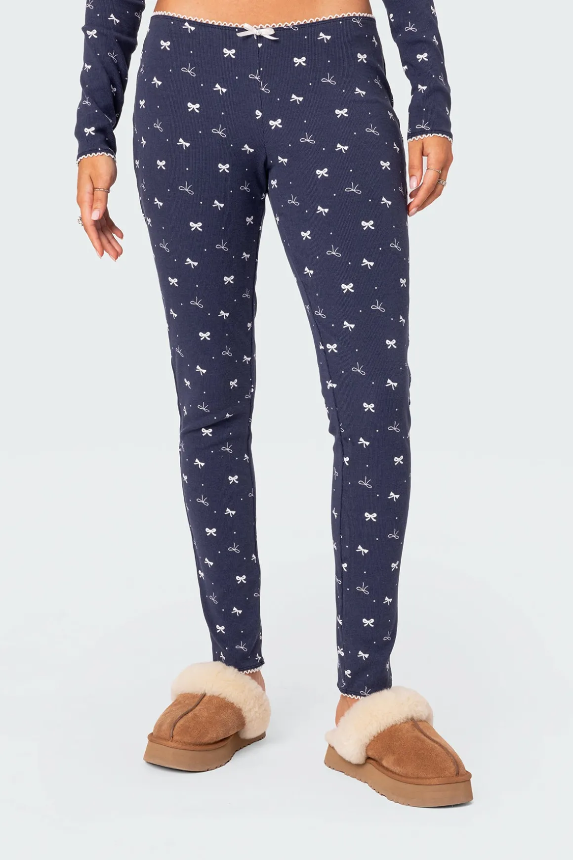 Bradley Bow Print Ribbed Pajama Leggings