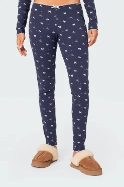 Bradley Bow Print Ribbed Pajama Leggings