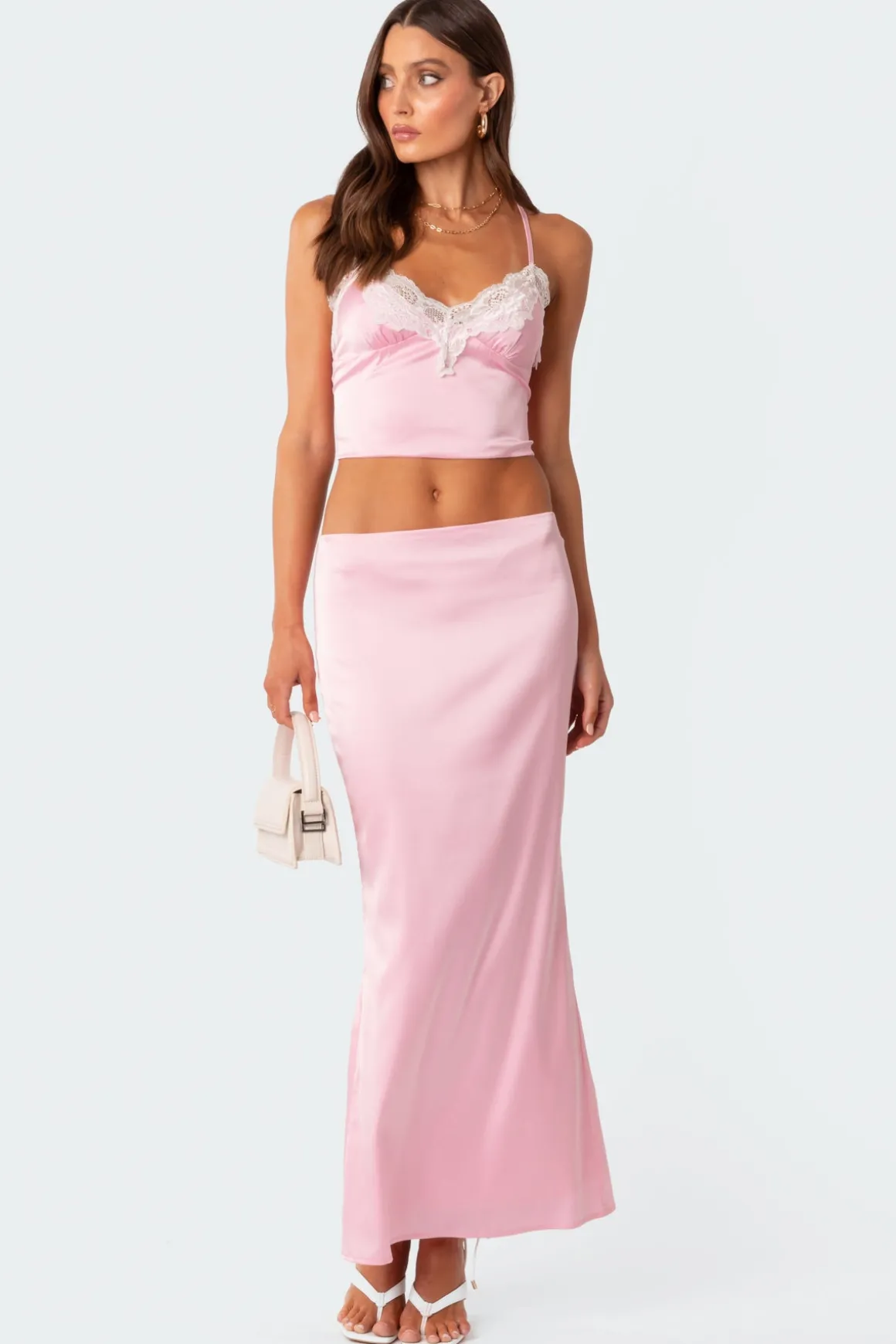 Brandi Lace Trim Satin Tank Top