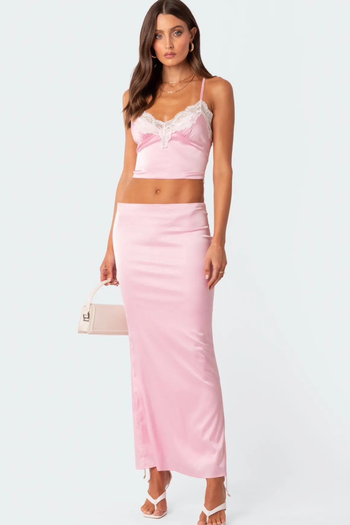 Brandi Lace Trim Satin Tank Top