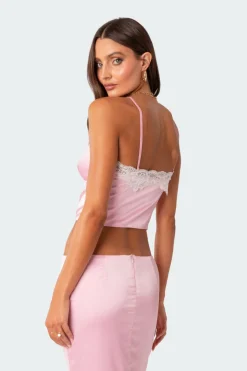 Brandi Lace Trim Satin Tank Top
