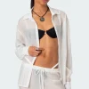 Breezy Oversized Sheer Button Up Shirt