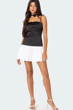 Brier Drop Waist Satin Mini Dress