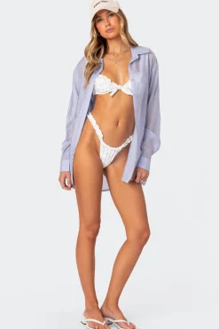 Bryce Oversized Sheer Button Up Shirt