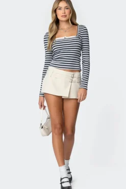 Buttoned Up Layered Striped Top