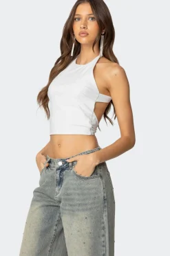 Caity Backless High Neck Top