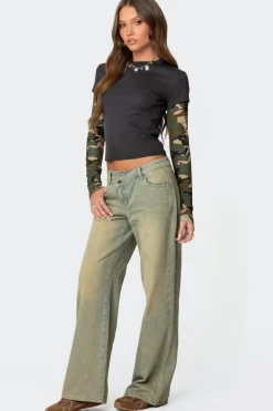 Camo Layered Long Sleeve T Shirt