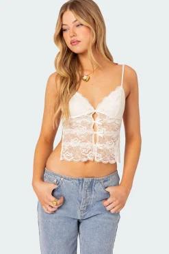 Cara Sheer Lace Open Back Top
