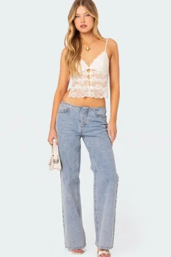 Cara Sheer Lace Open Back Top