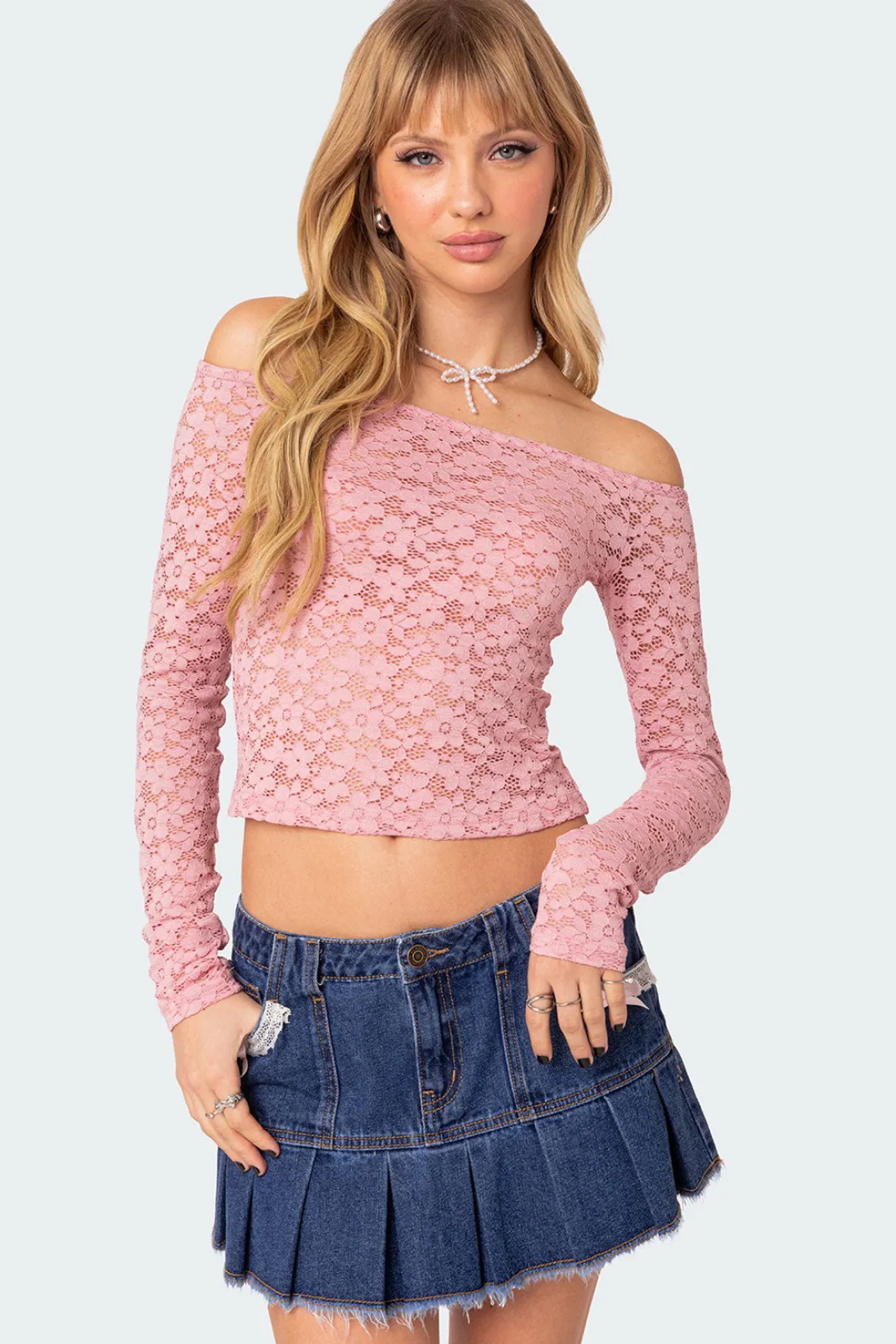 Carolina Off Shoulder Sheer Lace Top