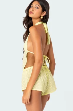 Cayenne Eyelet Split Front Top