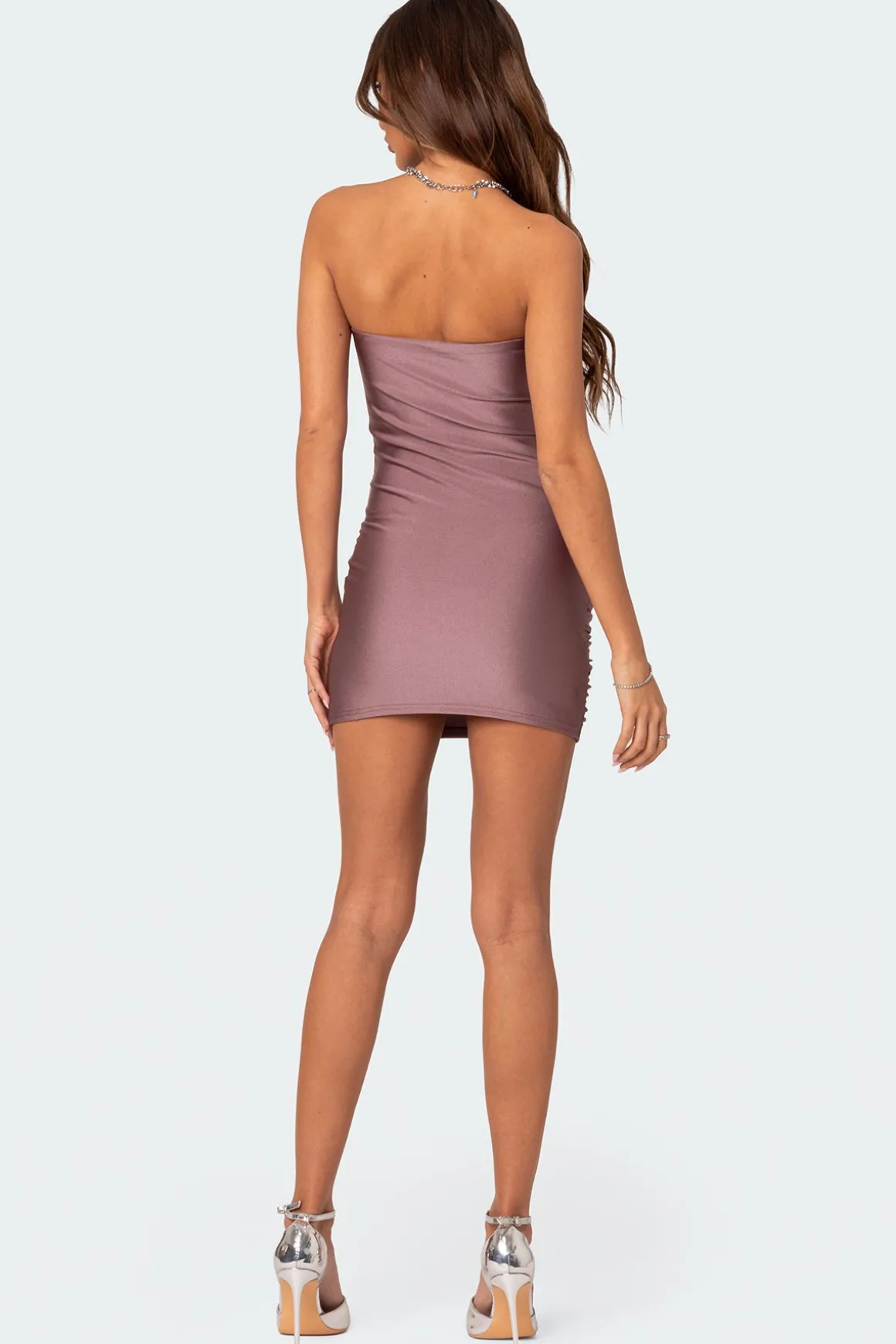Cece Shiny Gathered Mini Dress