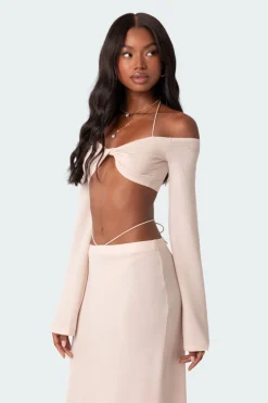 Celeste Off Shoulder Twist Crop Top