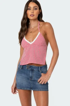 Charmaine Open Back Gingham Top