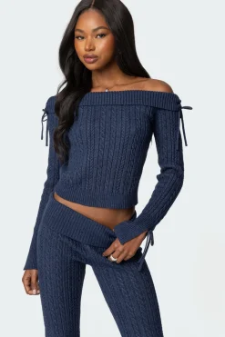 Chase Fold Over Cable Knit Top
