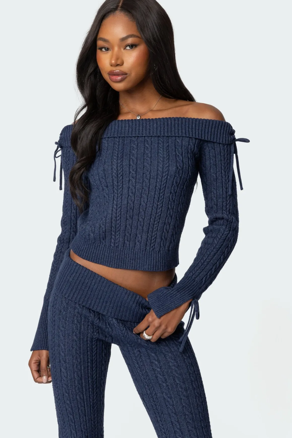 Chase Fold Over Cable Knit Top