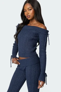 Chase Fold Over Cable Knit Top