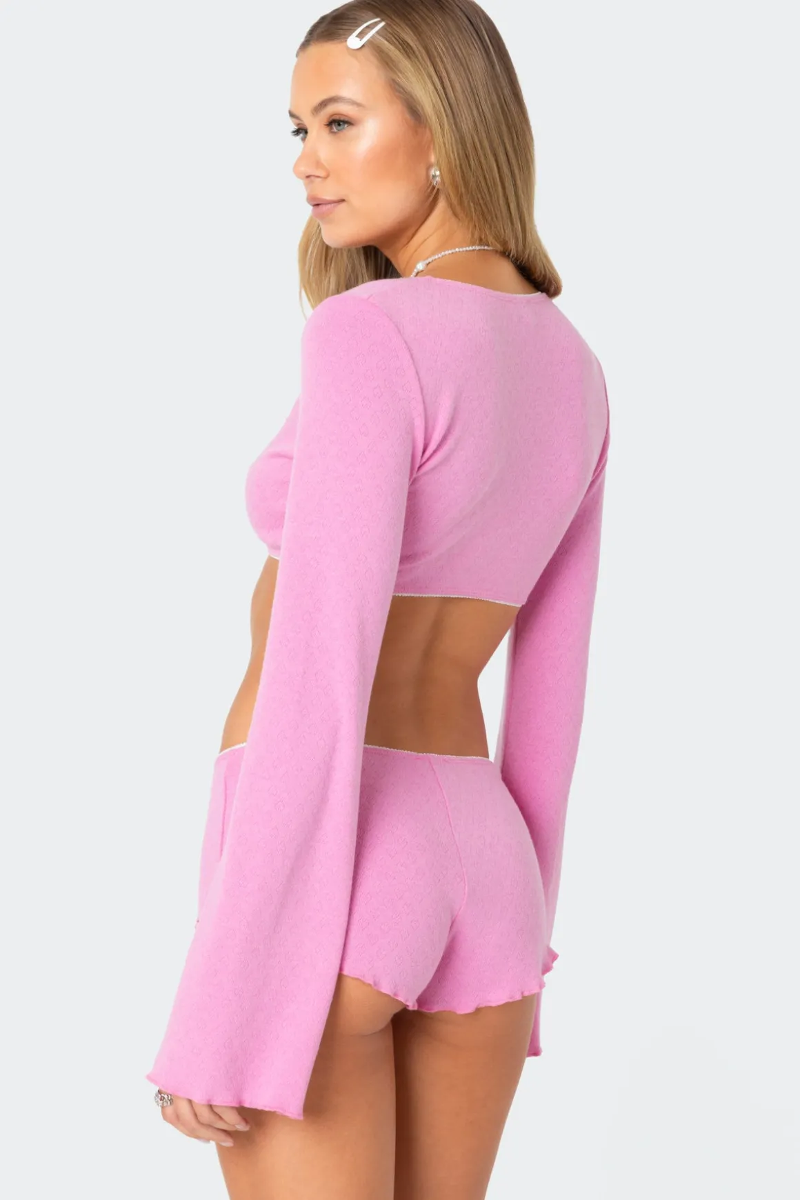Cherrie Tie Front Pointelle Top