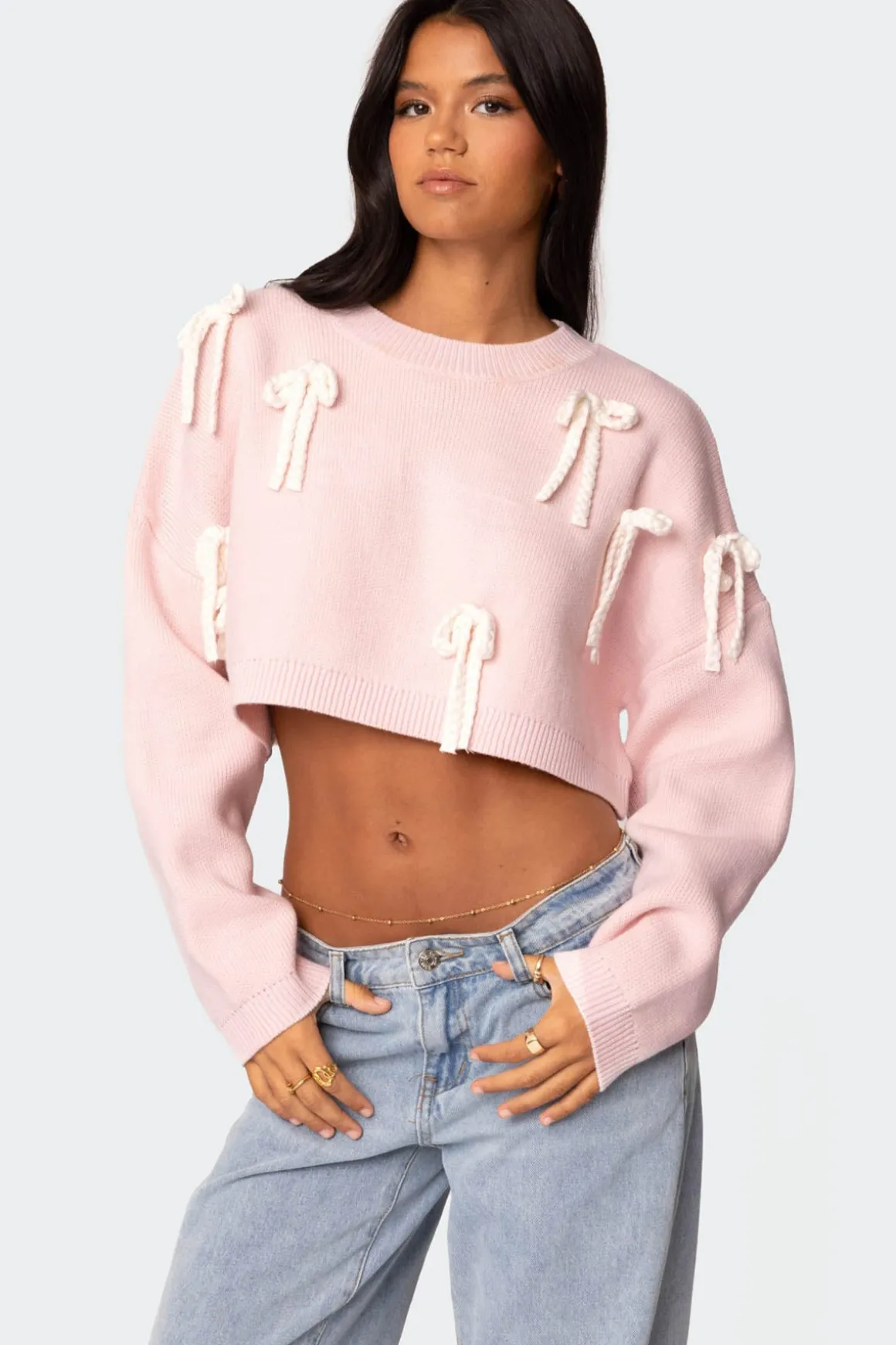Chunky Bow Cropped Sweater