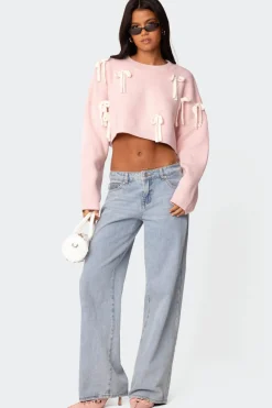 Chunky Bow Cropped Sweater