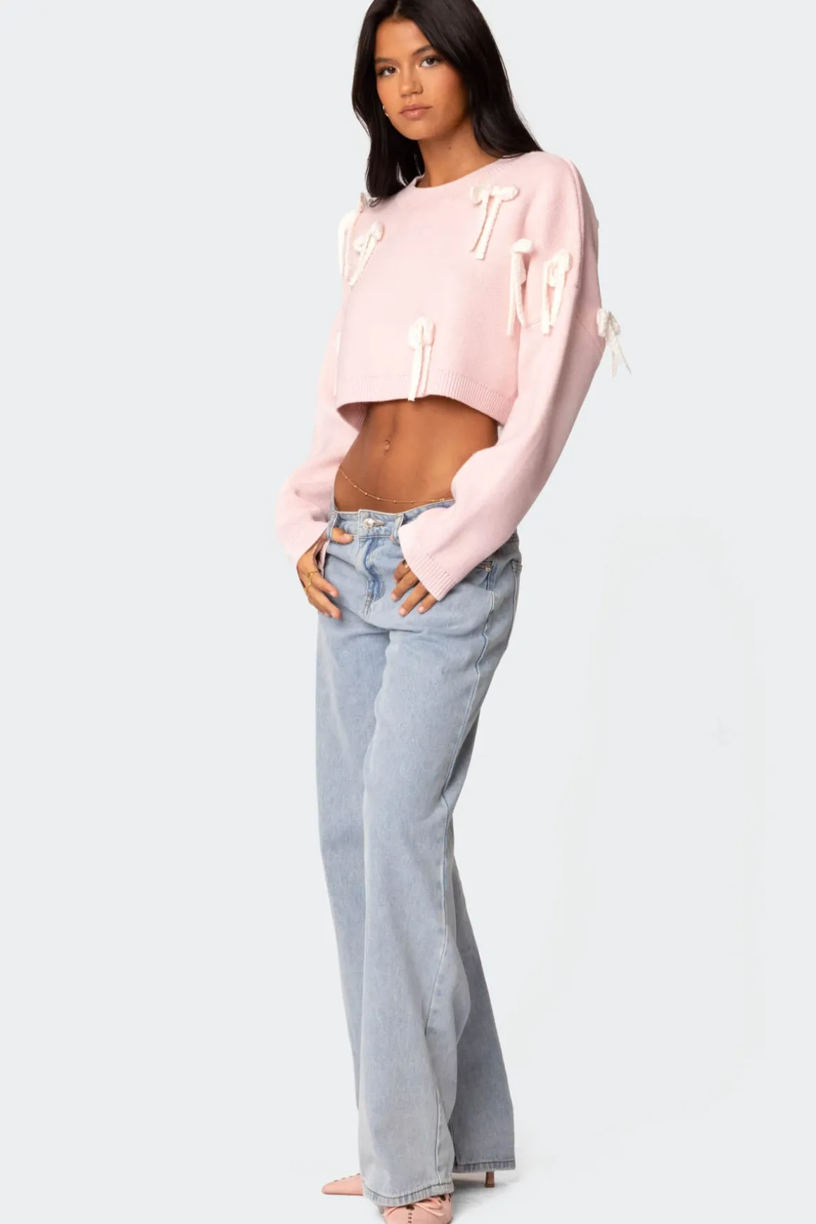 Chunky Bow Cropped Sweater
