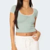 Cinched Lace Trim Top