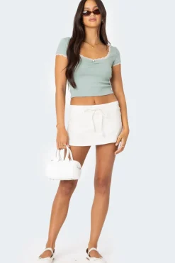 Cinched Lace Trim Top