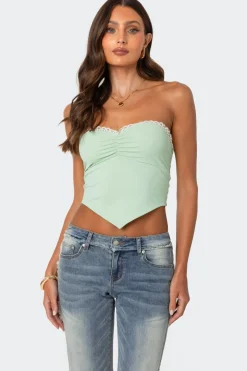 Cinched Strapless Triangle Top
