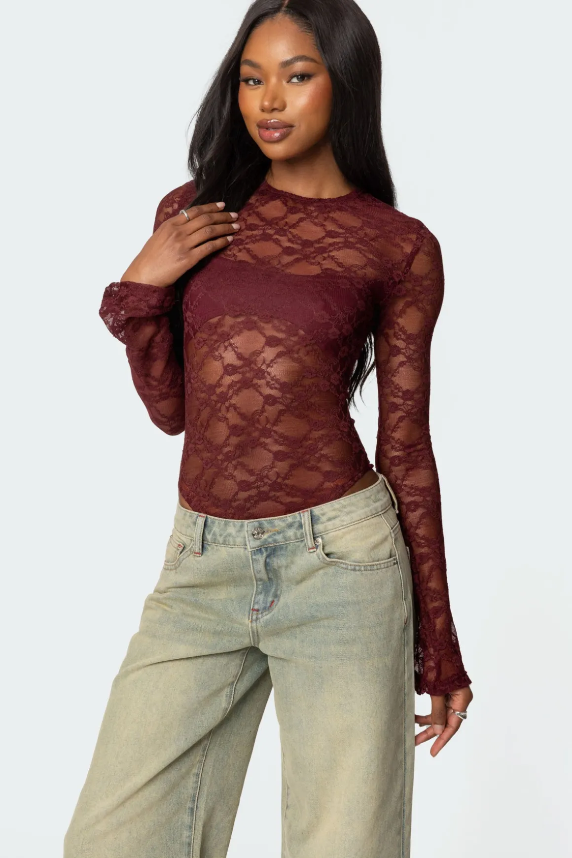 Colette Sheer Lace Bodysuit