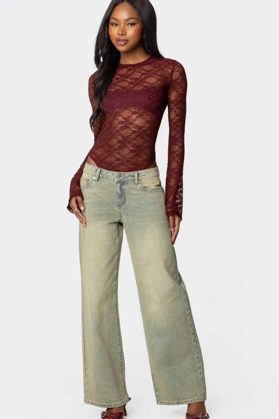 Colette Sheer Lace Bodysuit