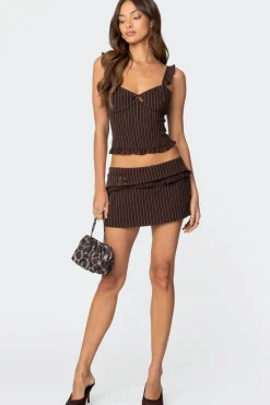 Colleen Ruffled Pinstripe Corset