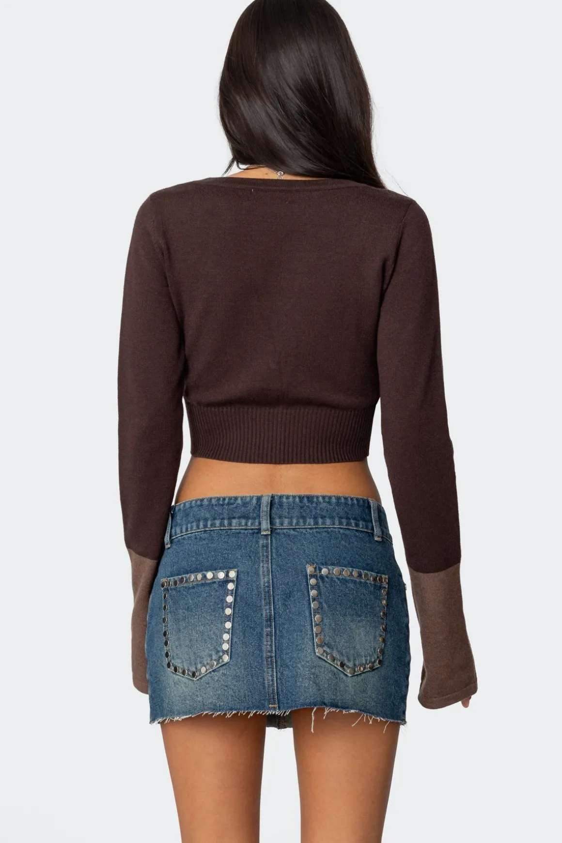 Color Block Flared Sleeve Cardigan