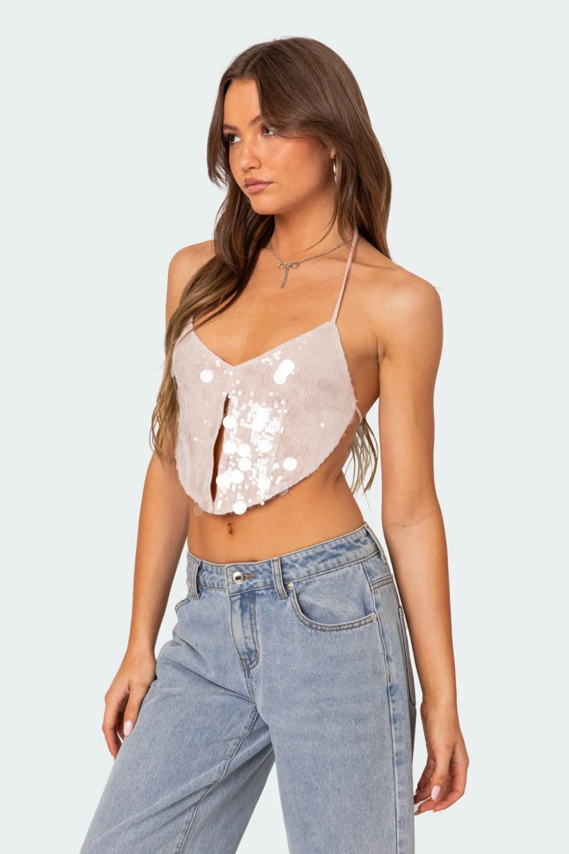 Confetti Sequin Open Back Top