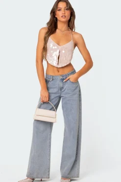 Confetti Sequin Open Back Top