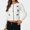 Contrast Bow Knit Cardigan
