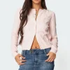 Contrast Bow Knit Cardigan