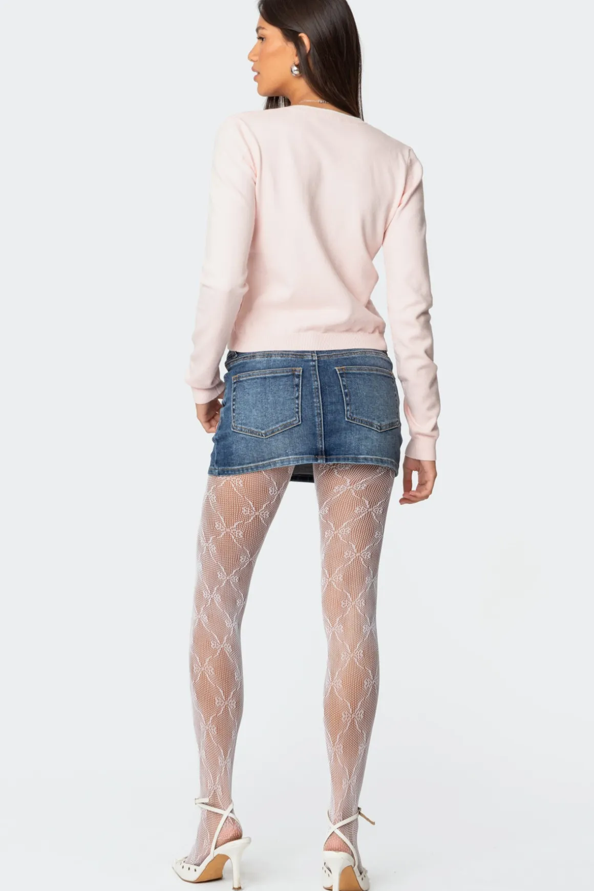 Contrast Bow Knit Cardigan
