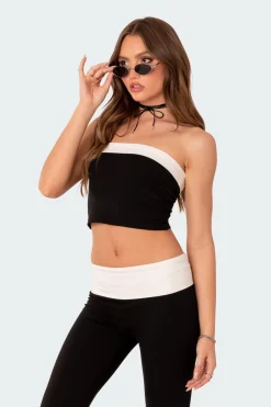 Contrast Fold Over Tube Top