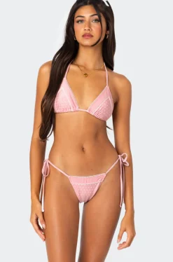 Contrast Polka Dot Triangle Bikini Top